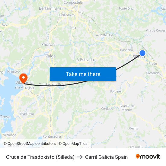 Cruce de Trasdoxisto (Silleda) to Carril Galicia Spain map