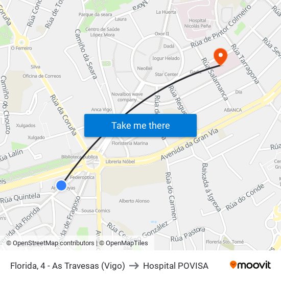 Florida, 4 - As Travesas (Vigo) to Hospital POVISA map