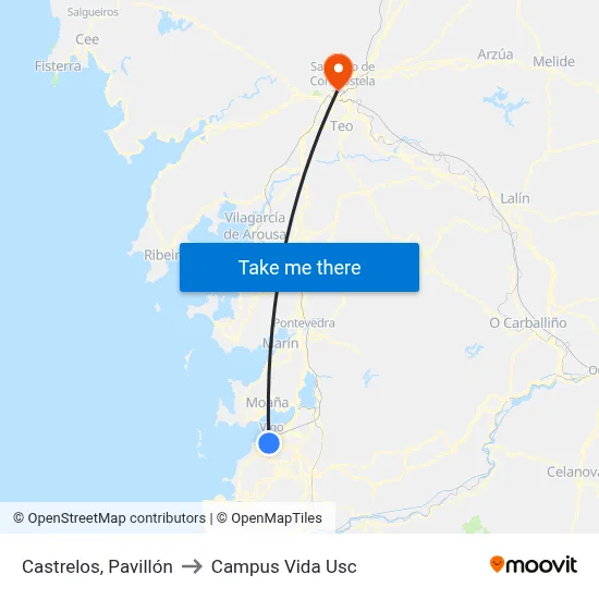 Castrelos, Pavillón to Campus Vida Usc map