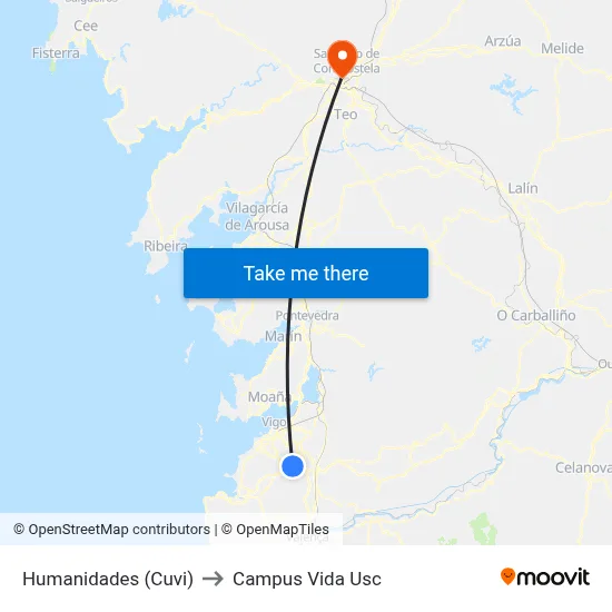 Humanidades (Cuvi) to Campus Vida Usc map