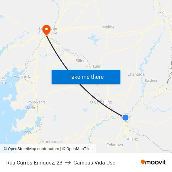 Rúa Curros Enríquez, 23 to Campus Vida Usc map