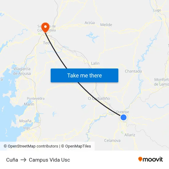 Cuña to Campus Vida Usc map