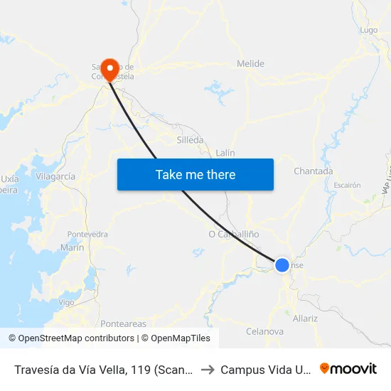 Travesía da Vía Vella, 119 (Scania) to Campus Vida Usc map