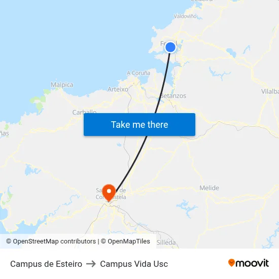 Campus de Esteiro to Campus Vida Usc map