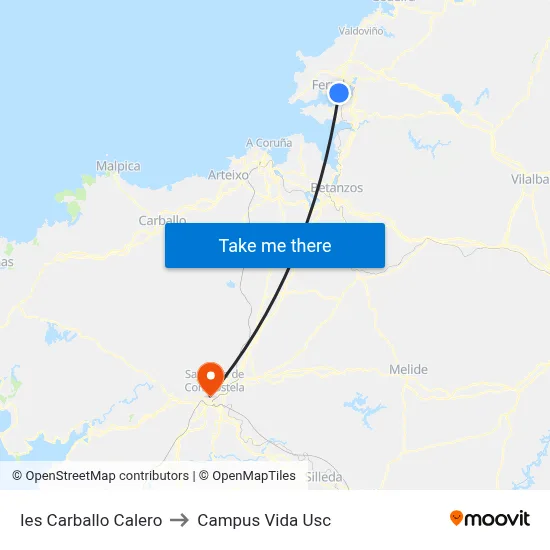Ies Carballo Calero to Campus Vida Usc map