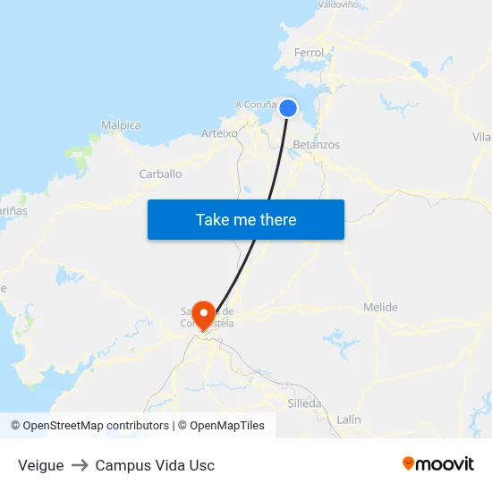 Veigue to Campus Vida Usc map