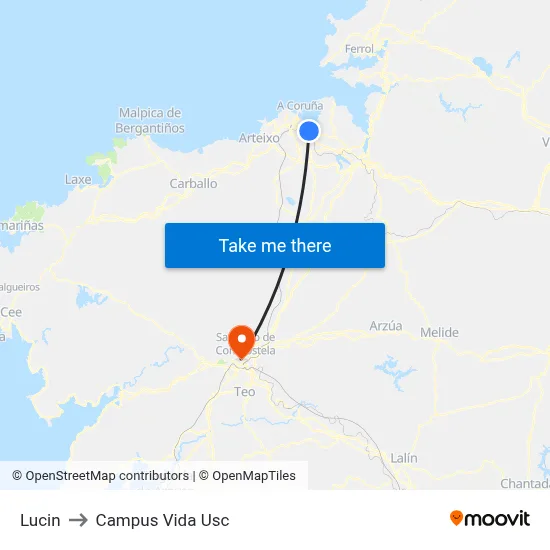 Lucin to Campus Vida Usc map