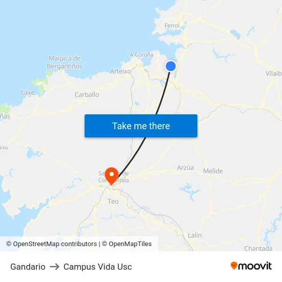 Gandario to Campus Vida Usc map
