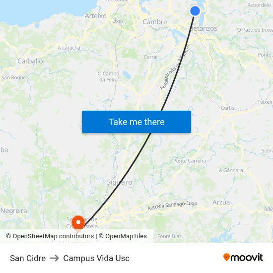 San Cidre to Campus Vida Usc map