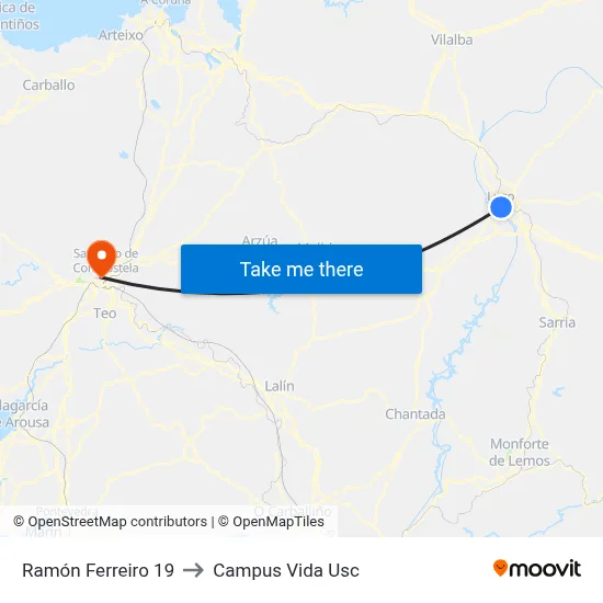 Ramón Ferreiro 19 to Campus Vida Usc map