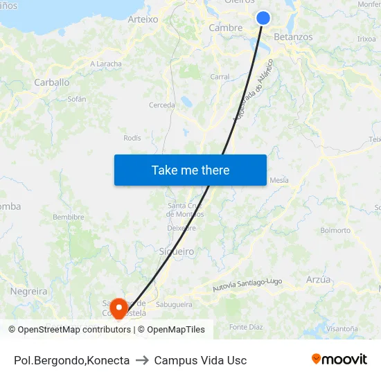 Pol.Bergondo,Konecta to Campus Vida Usc map