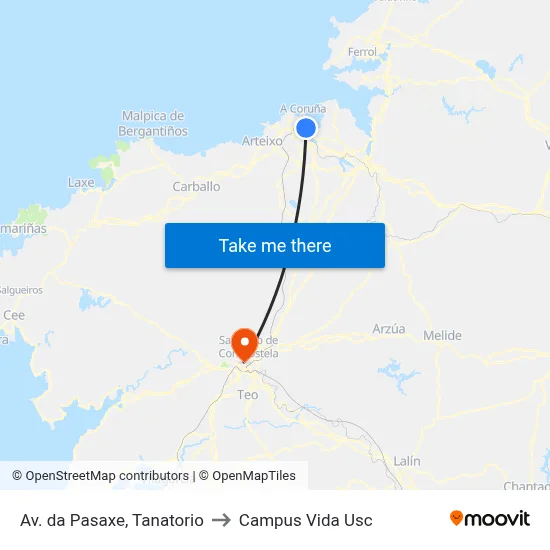 Av. da Pasaxe, Tanatorio to Campus Vida Usc map