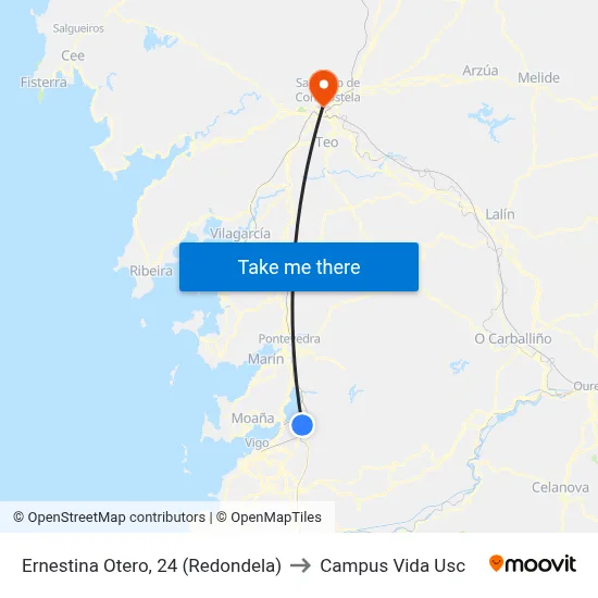 Ernestina Otero, 24 (Redondela) to Campus Vida Usc map