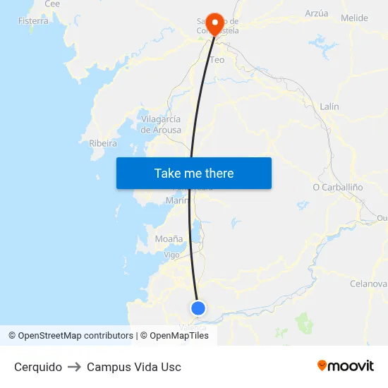 Cerquido to Campus Vida Usc map