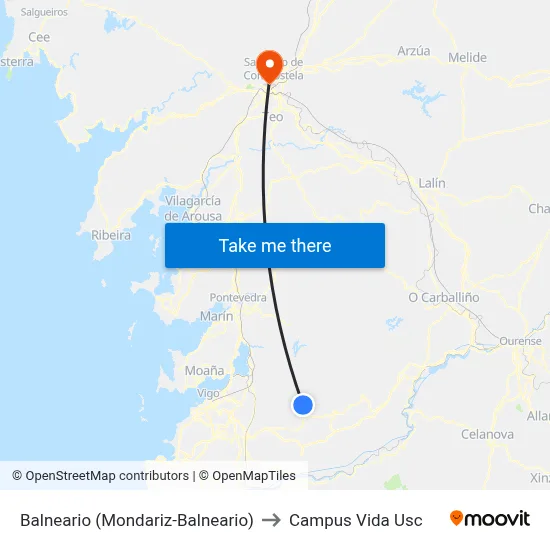 Balneario (Mondariz-Balneario) to Campus Vida Usc map