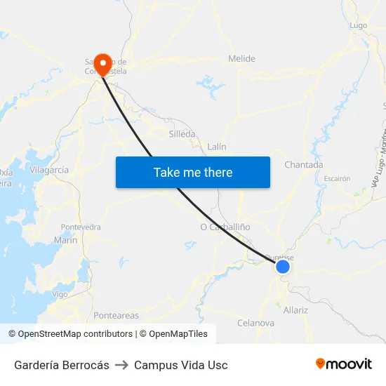 Gardería Berrocás to Campus Vida Usc map