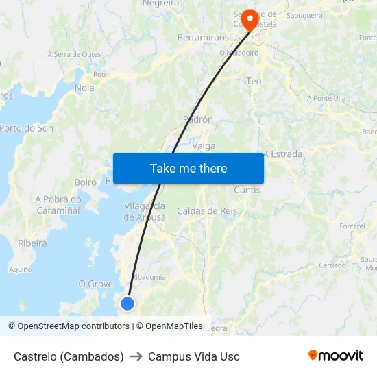 Castrelo (Cambados) to Campus Vida Usc map