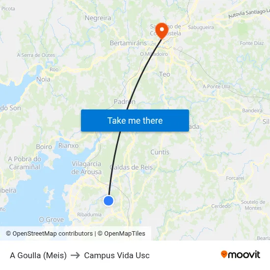 A Goulla (Meis) to Campus Vida Usc map