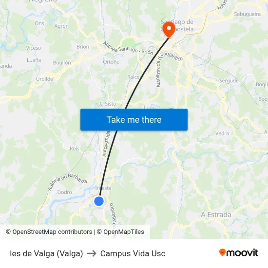 Ies de Valga (Valga) to Campus Vida Usc map