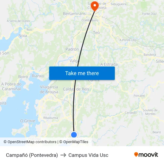 Campañó (Pontevedra) to Campus Vida Usc map