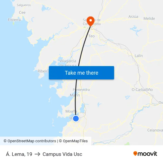 Á. Lema, 19 to Campus Vida Usc map