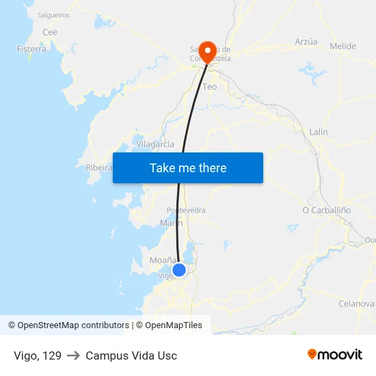Vigo, 129 to Campus Vida Usc map