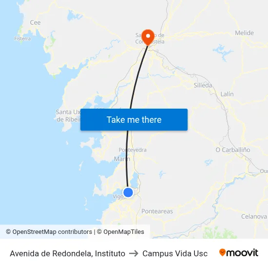 Avenida de Redondela, Instituto to Campus Vida Usc map