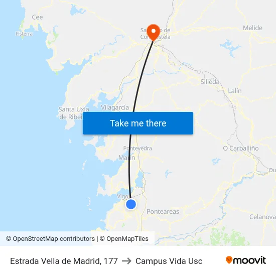 Estrada Vella de Madrid, 177 to Campus Vida Usc map