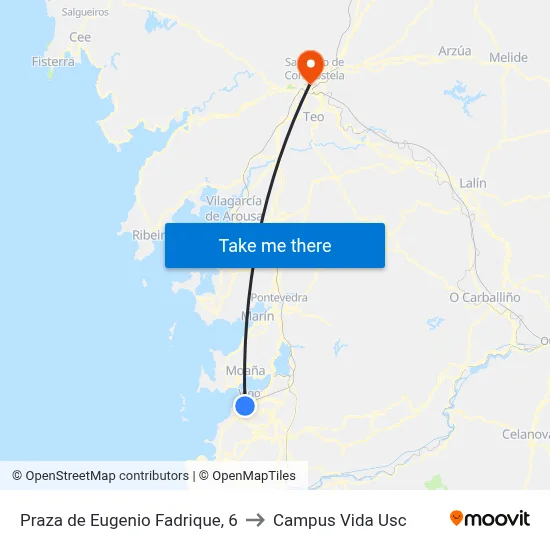 Praza de Eugenio Fadrique, 6 to Campus Vida Usc map