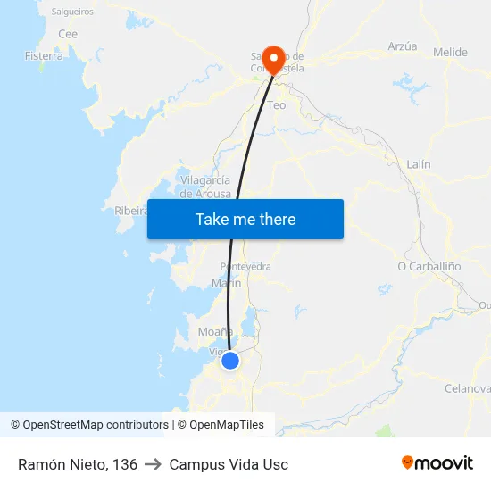 Ramón Nieto, 136 to Campus Vida Usc map