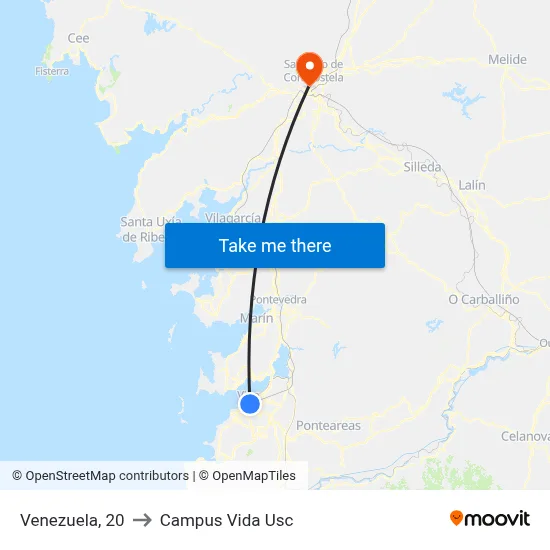 Venezuela, 20 to Campus Vida Usc map