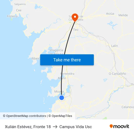 Xulián Estévez, Fronte 18 to Campus Vida Usc map