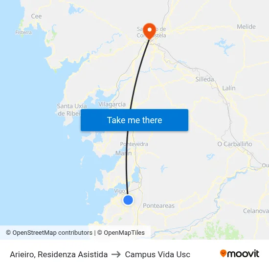 Arieiro, Residenza Asistida to Campus Vida Usc map