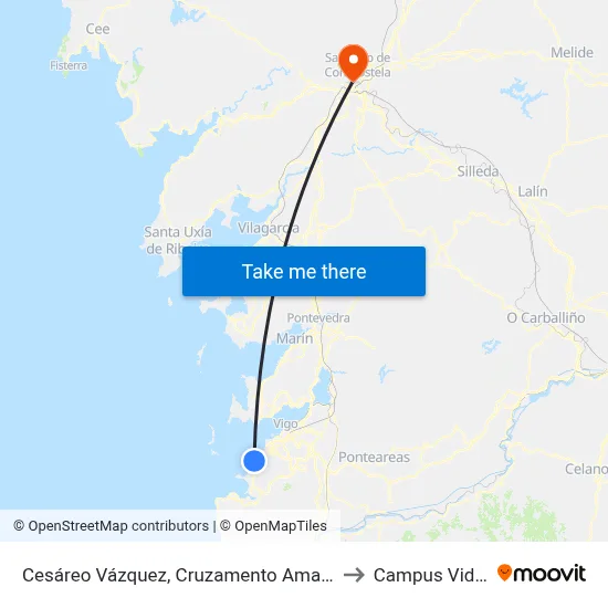 Cesáreo Vázquez, Cruzamento Amariz Lourenzo to Campus Vida Usc map