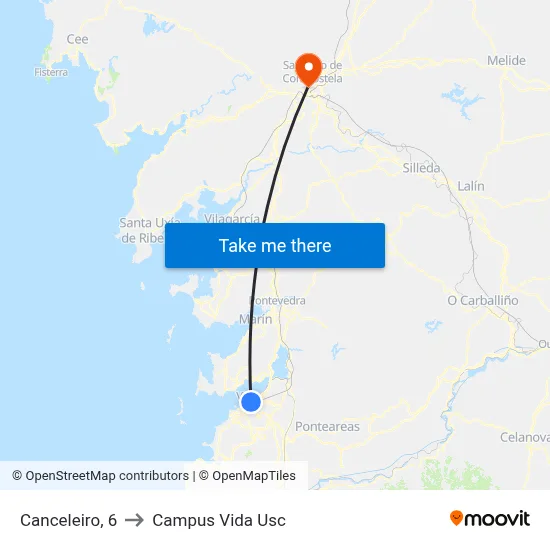Canceleiro, 6 to Campus Vida Usc map