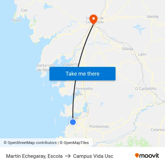 Martín Echegaray, Escola to Campus Vida Usc map