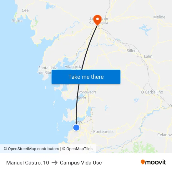 Manuel Castro, 10 to Campus Vida Usc map