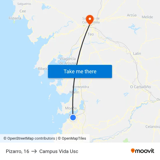 Pizarro, 16 to Campus Vida Usc map