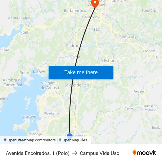 Avenida Encoirados, 1 (Poio) to Campus Vida Usc map