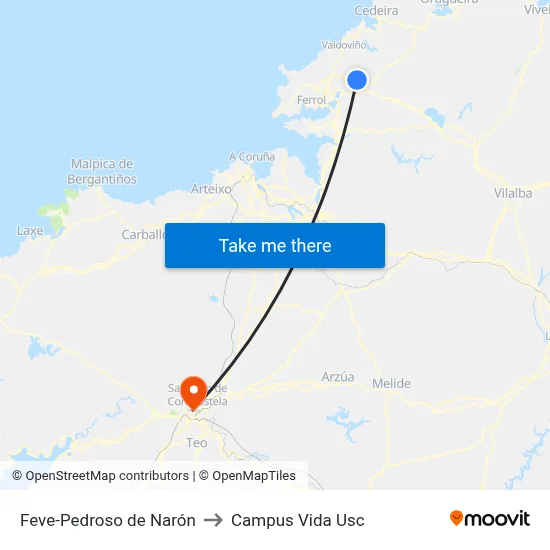 Feve-Pedroso de Narón to Campus Vida Usc map