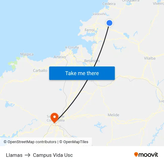 Llamas to Campus Vida Usc map