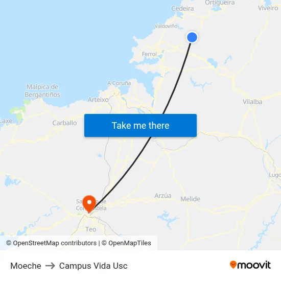 Moeche to Campus Vida Usc map