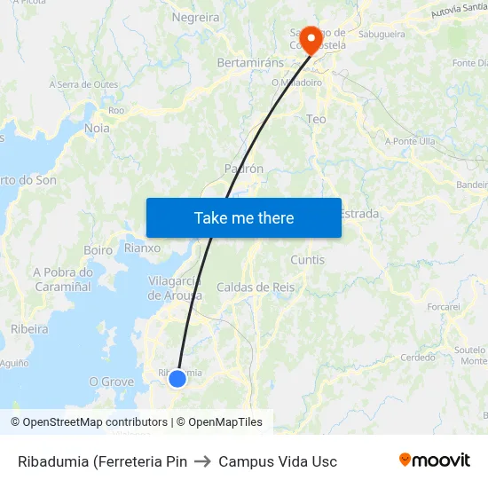 Ribadumia (Ferreteria Pin to Campus Vida Usc map