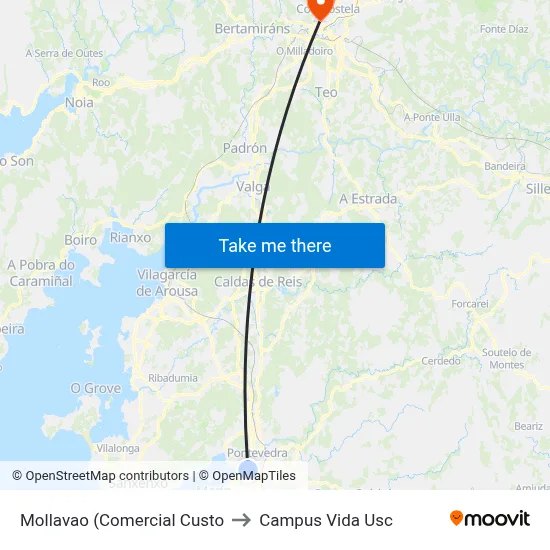 Mollavao (Comercial Custo to Campus Vida Usc map