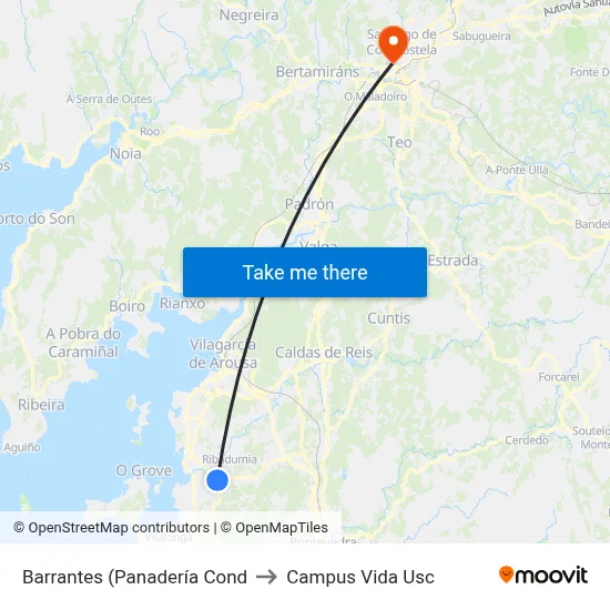 Barrantes (Panadería Cond to Campus Vida Usc map