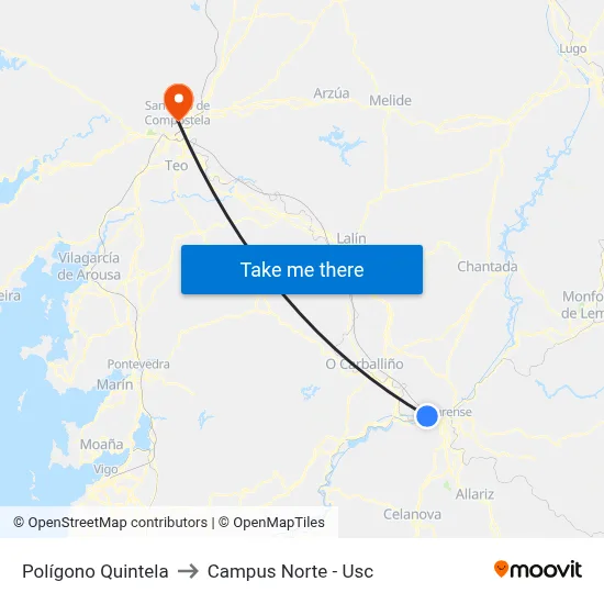 Polígono Quintela to Campus Norte - Usc map