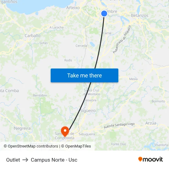 Outlet to Campus Norte - Usc map