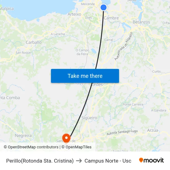 Perillo(Rotonda Sta. Cristina) to Campus Norte - Usc map