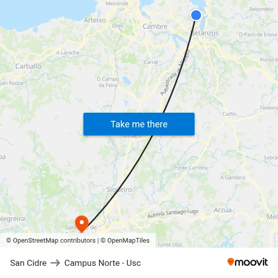 San Cidre to Campus Norte - Usc map