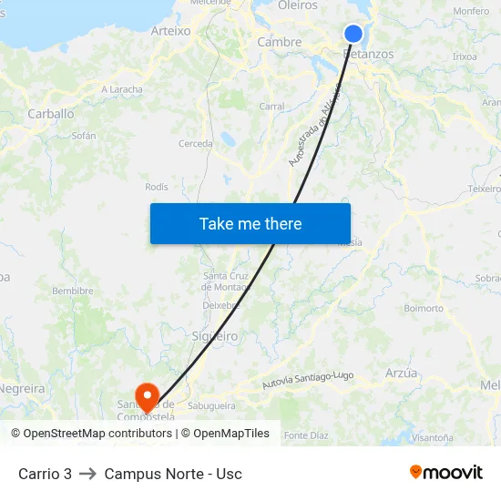 Carrio 3 to Campus Norte - Usc map